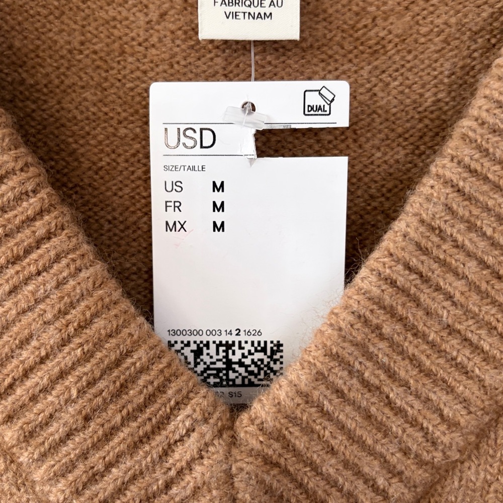 H&M Preppy Sweater Vest Size Medium Neutral Tan Brown Chunky Knit Soft‎ - Picture 3 of 5